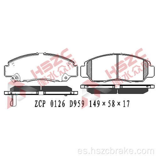 Padera de freno de cerámica de automóvil FMSI D787 para Honda